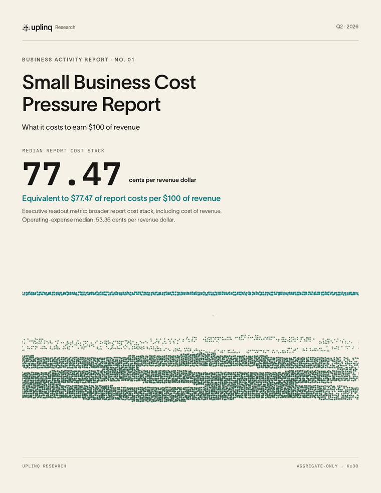 Cover of the Uplinq Small Business Cost Pressure Report.