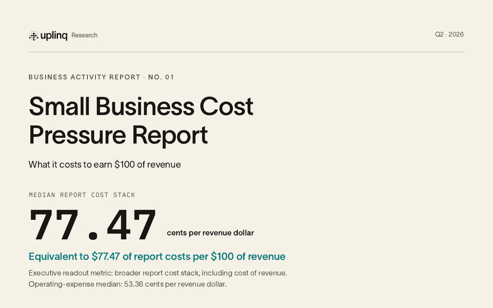 Cover page of the Uplinq Small Business Cost Pressure Report.